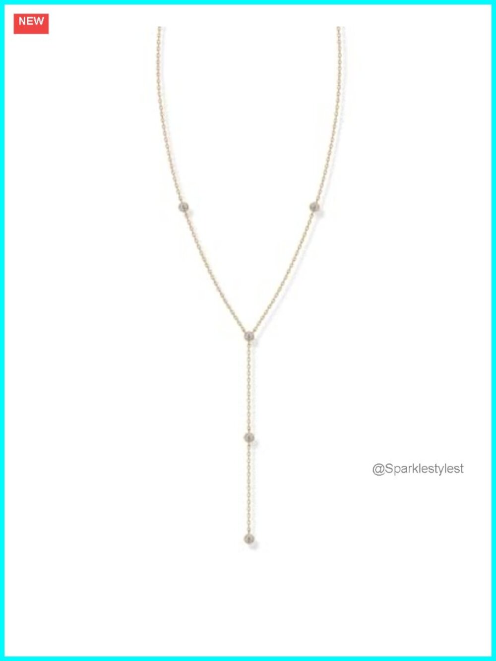 14K Gold Plated Cubic Zirconia Y Necklace for Women